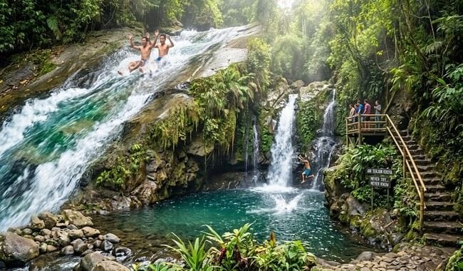 Kroya Waterfall, Air Terjun dengan Seluncuran Alami di Sambangan Bali
